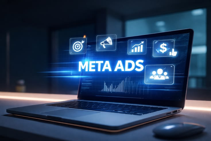 Meta Ads algoritmasının hedef kitleye göre reklam gösterim sürecini anlatan görsel