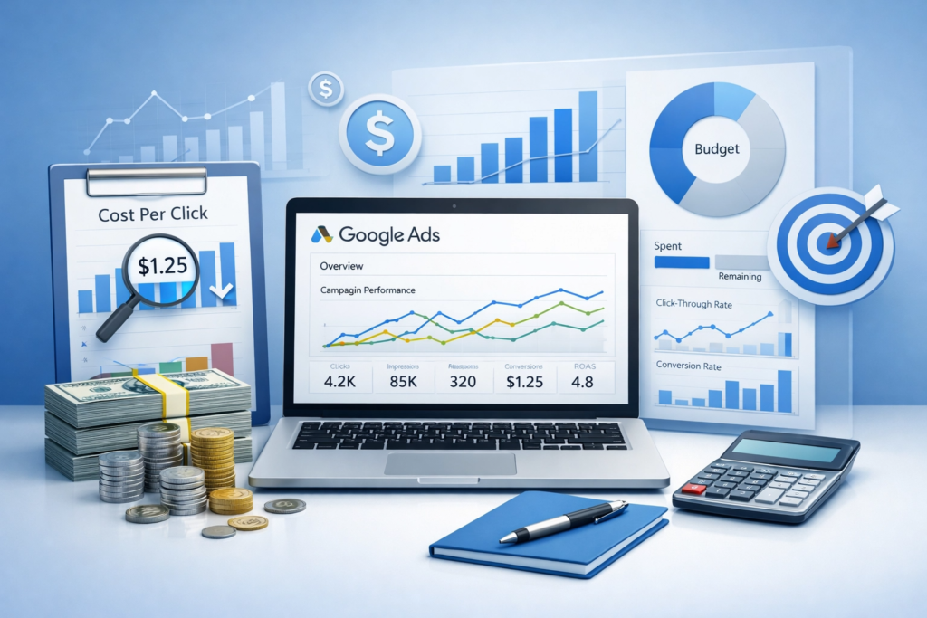 google ads bütçe planlama ve reklam maliyeti grafiği