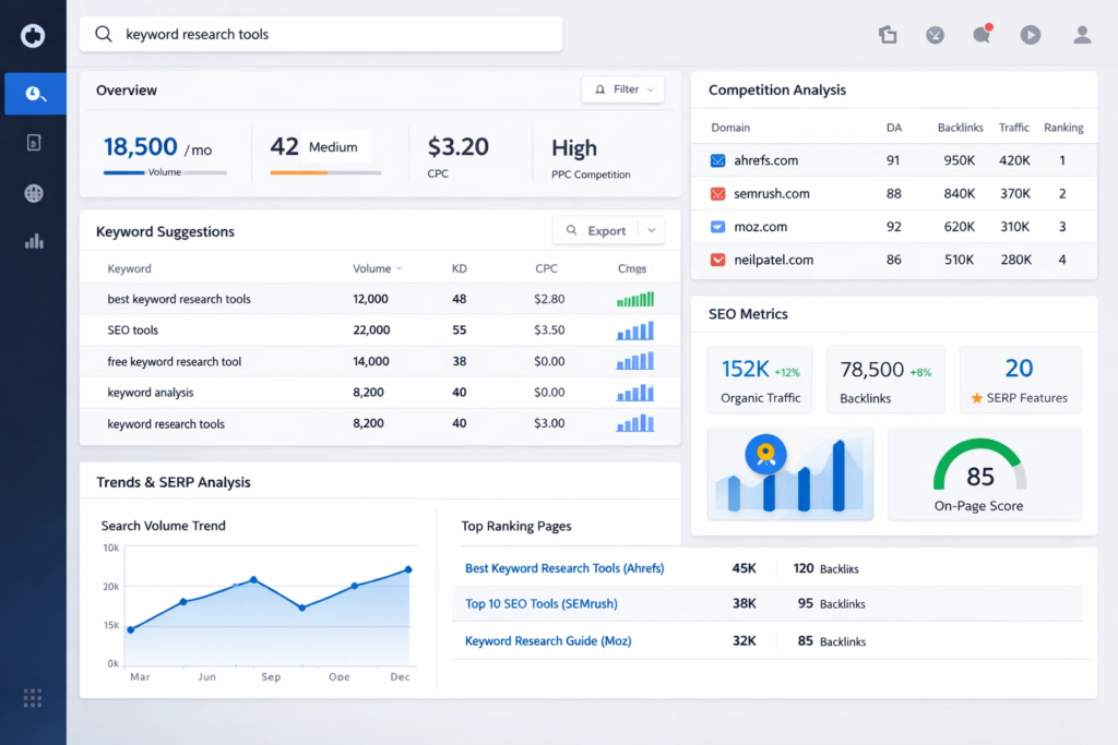 anahtar kelime analiz araçları ve seo araştırma