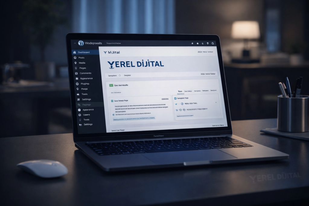 Yerel Dijital SEO case study WordPress web sitesi analiz ekranı