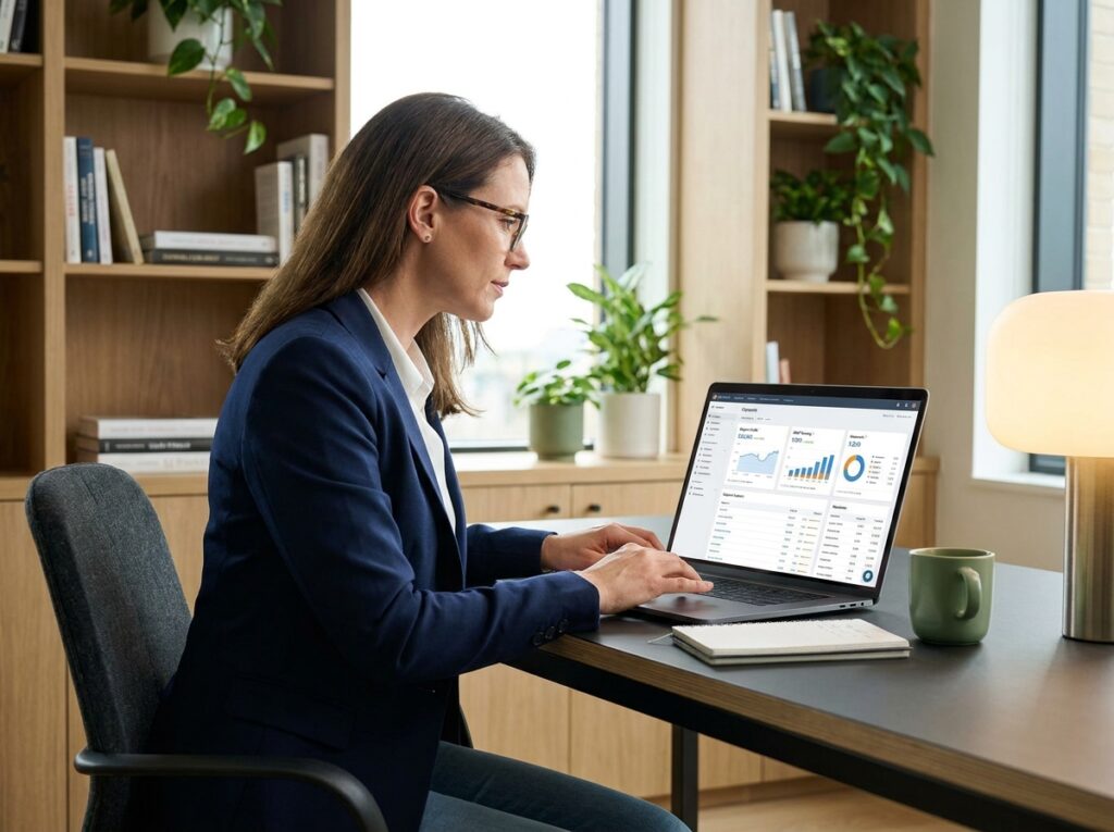 seo analizi yapan dijital pazarlama uzmanı laptop ekranında grafiklerle