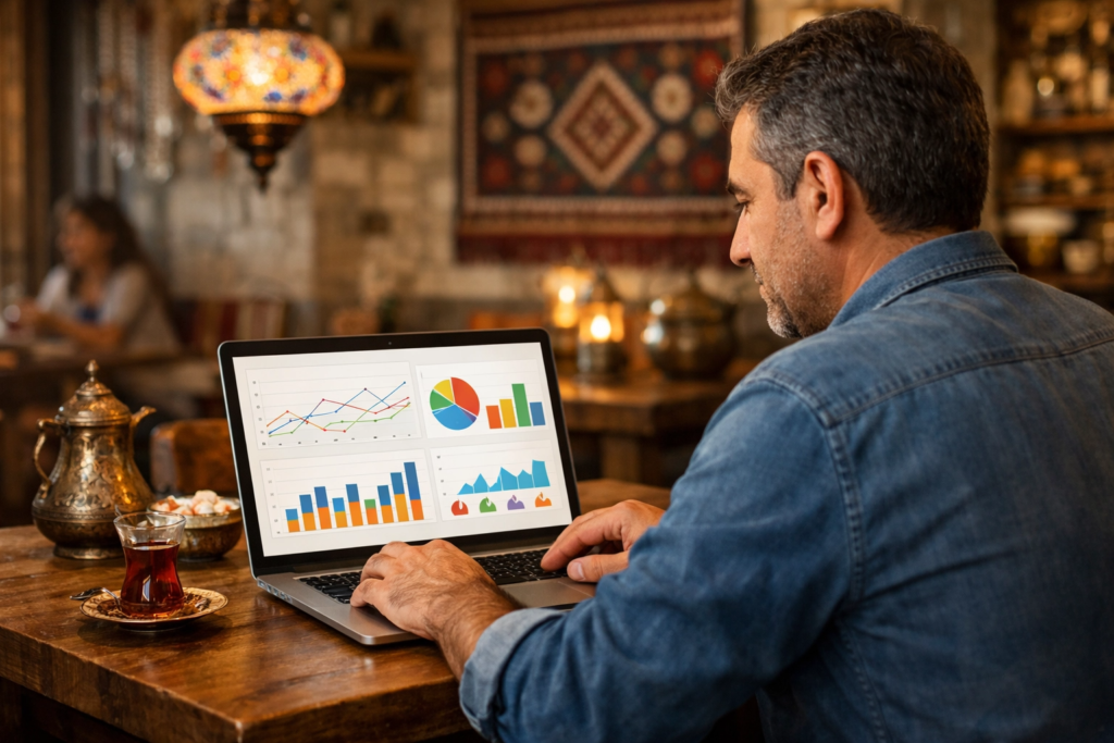 Çorlu SEO çalışması yapan küçük işletme sahibi ve dijital pazarlama analizi